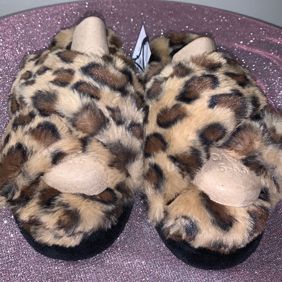 bp Shoes - BP Leopard Print Faux Fur Slippers